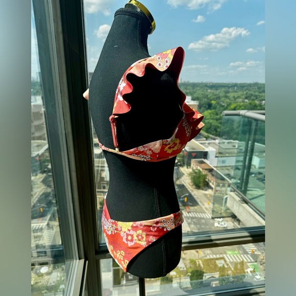 🆕 ZIMMERMANN 🧿 NWT Lola Waterfall Frill Bikini Raspberry Floral- Sz3 - US8 -10 - Picture 8 of 16